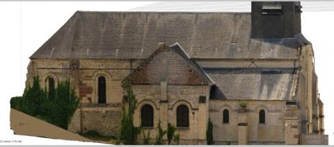 Modèle 3D texturé issu de la numérisation par photogrammétrie de l'église de Ricquebourg par le cabinet C.T.A (Caroline THIBAULT architecte)