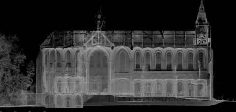 Coupe longitudinale sur la Nef de l'église de Ham par le cabinet C.T.A (Caroline THIBAULT architecte)