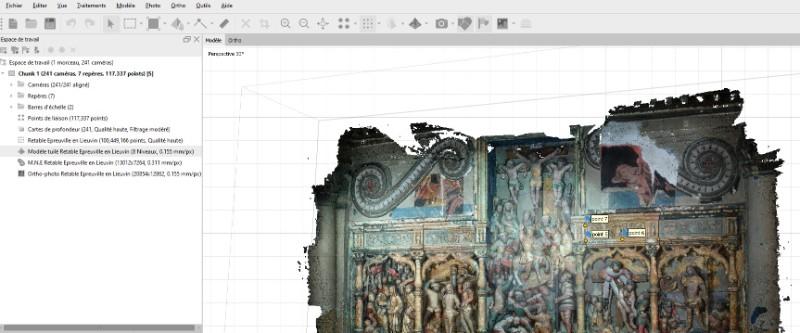Numérisation du retable par photogrammétrie de l’Église d'Epreuville en Lieuvin 