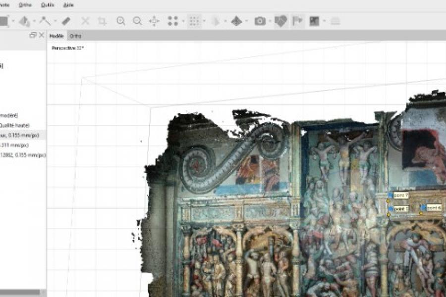 Numérisation du retable par photogrammétrie de l’Église d'Epreuville en Lieuvin 