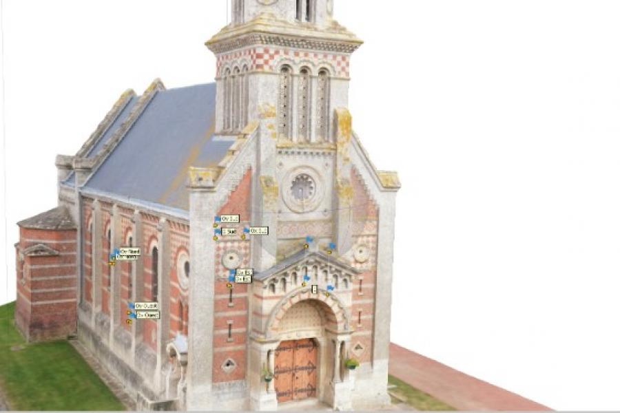 Numérisation grâce à la photogrammétrie de l'église Saint-Vaast de Cardonnette